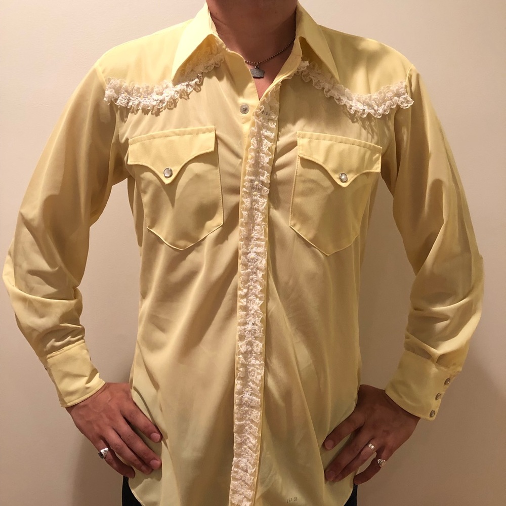 Vintage H Bar C Pearl Snap Yellow Western Shirt